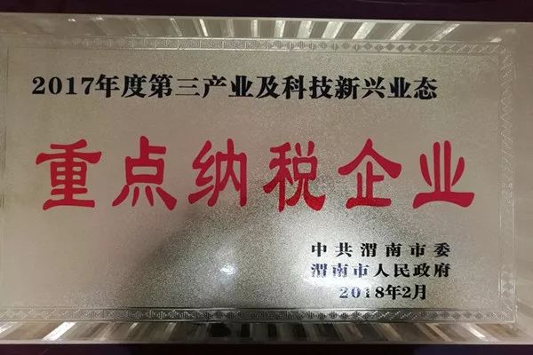華富新能源公司榮獲“渭南市2017年度第三產(chǎn)業(yè)及科技新興業(yè)態(tài)重點(diǎn)納稅企業(yè)”稱(chēng)號(hào) 華富新能源公司榮獲“渭南市2017年度第三產(chǎn)業(yè)及科技新興業(yè)態(tài)重點(diǎn)納稅企業(yè)”稱(chēng)號(hào)
